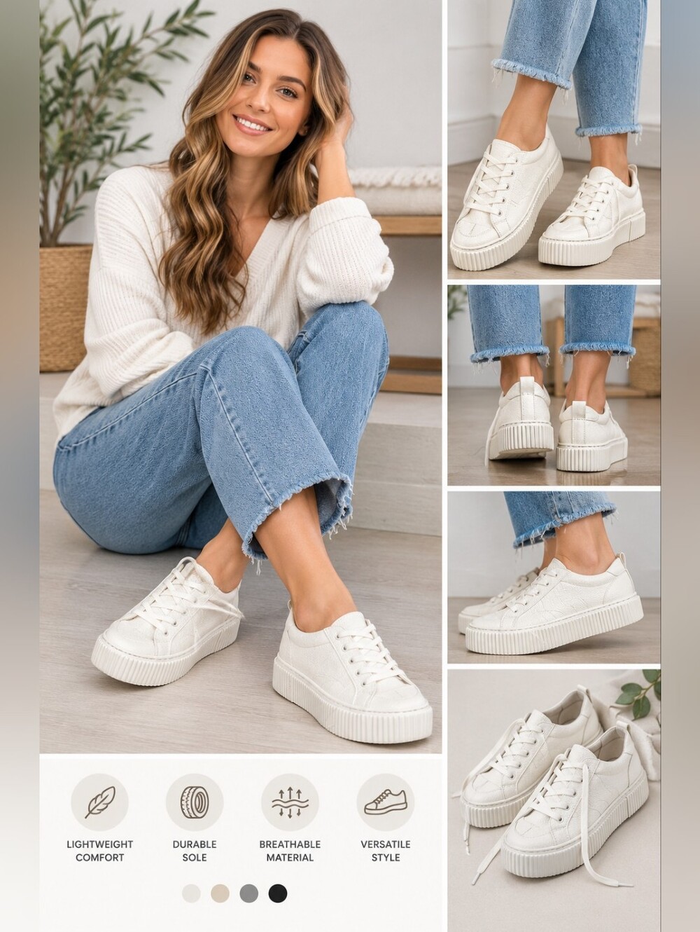 Flat socks women's 9.5 white raised tennis shoes #02